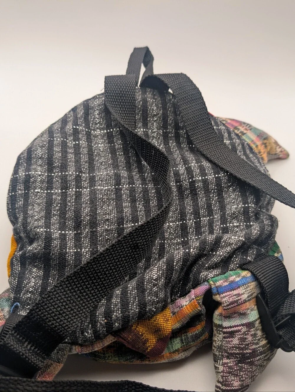 Small Child's Turtle Shaped Backpack Boho Purse Vibrant Striped Cloth Eyes 9